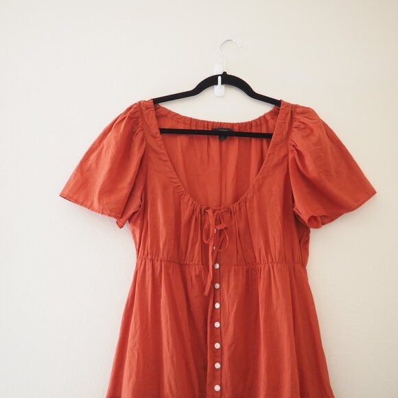 J. Crew Rust Red Cotton Voile Tiered Button Down Boho Beach Dress sz S - Picture 4 of 5